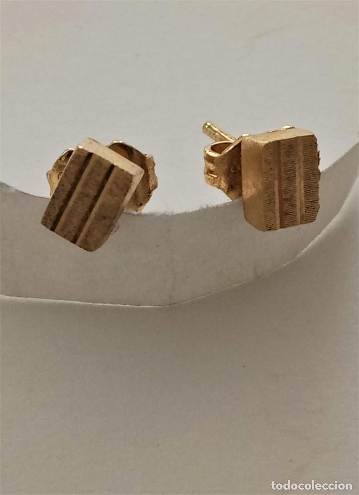 Joyeria: Pendientes chapados oro,forma rectangular - Foto 1