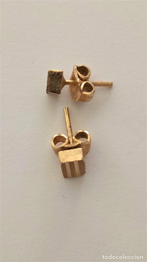 Joyeria: Pendientes chapados oro,forma rectangular - Foto 2