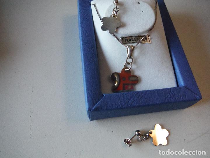 Joyeria: CONJUNTO DE PENDIENTES Y COLGANTE CON CADENA DE PLATA DE LEY - Foto 3