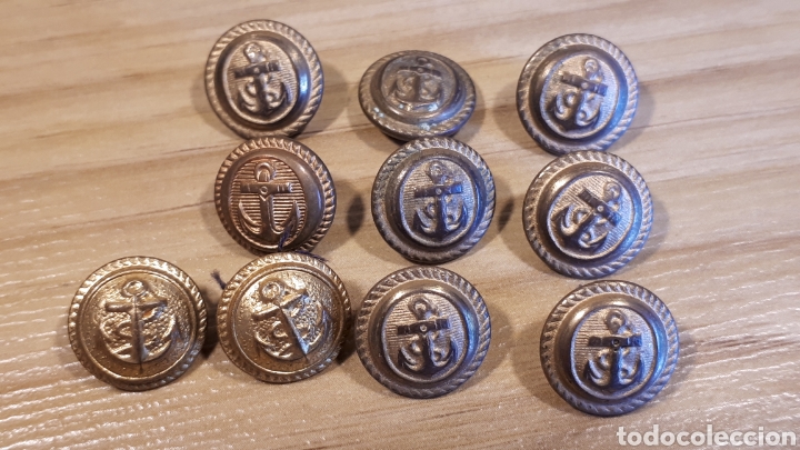 Joyeria: Lote de 10 botones con ancla de la Marina. - Foto 1