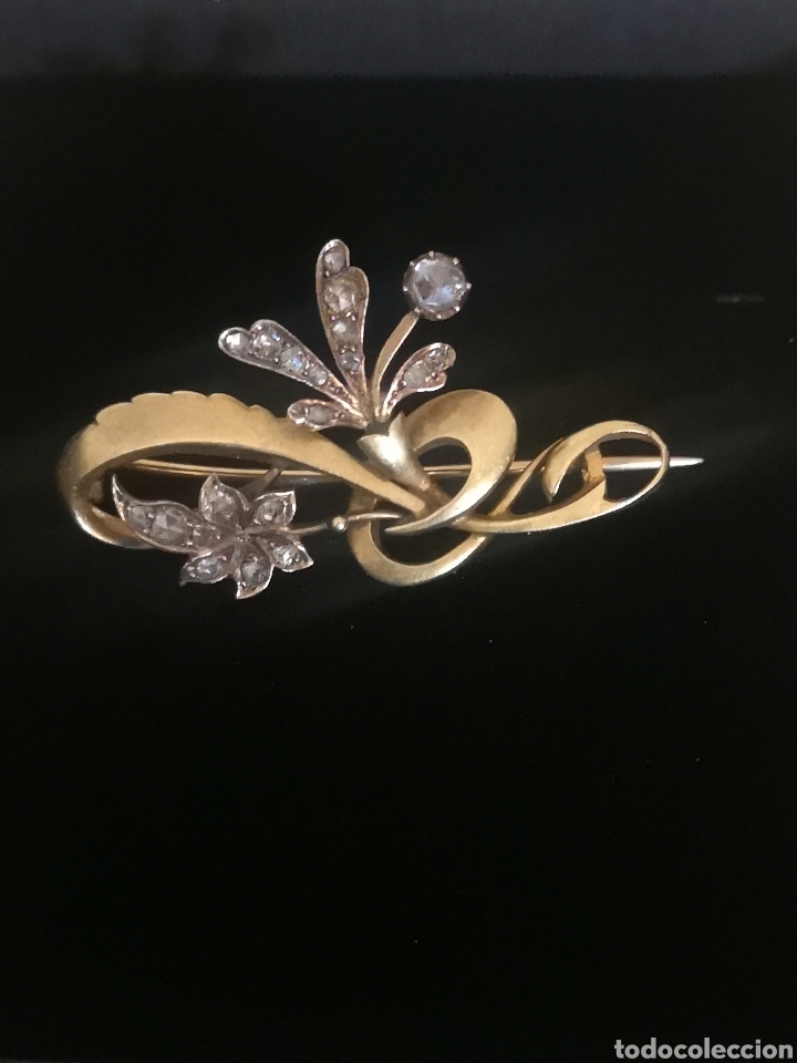 Grande Broche Isabeline En Or Et Diamants - Espagne XIXème Siècle - Bijou Antique - Occasion