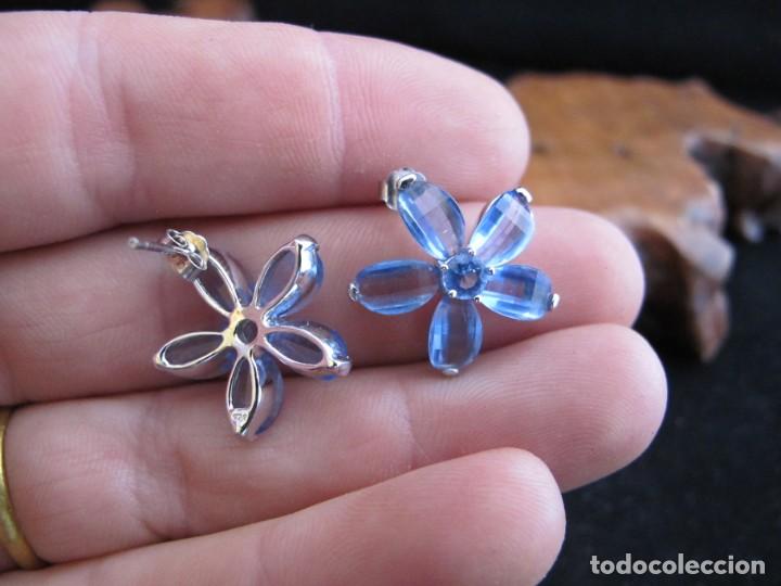 Joyeria: Pendientes de plata contrastada y rodiada. con cristales, forma flor - Foto 4