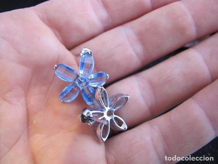 Joyeria: Pendientes de plata contrastada y rodiada. con cristales, forma flor - Foto 5
