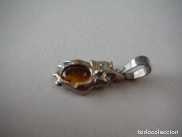 Joyeria: COLGANTE DE PLATA DE LEY Y AMBAR FORMA BUHO - Foto 2