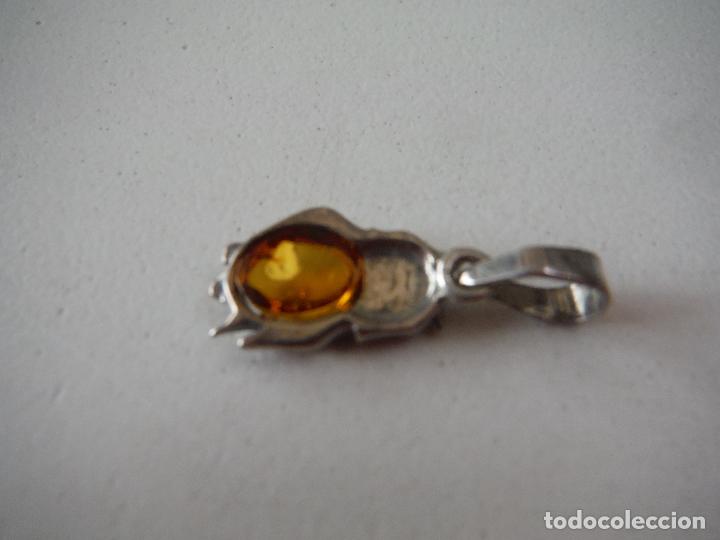 Joyeria: COLGANTE DE PLATA DE LEY Y AMBAR FORMA BUHO - Foto 4