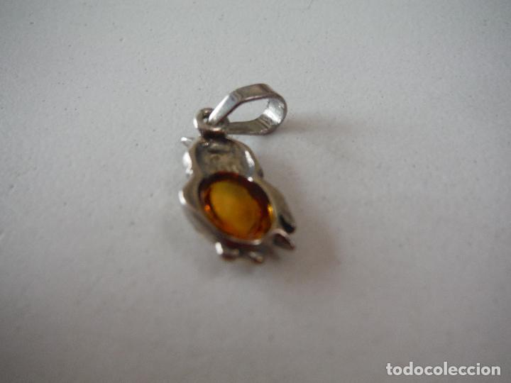 Joyeria: COLGANTE DE PLATA DE LEY Y AMBAR FORMA BUHO - Foto 5