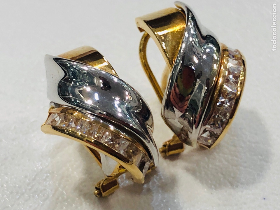 Joyeria: Pendientes de Oro Amarillo y Oro Blanco de 18K con Circonios - Foto 2