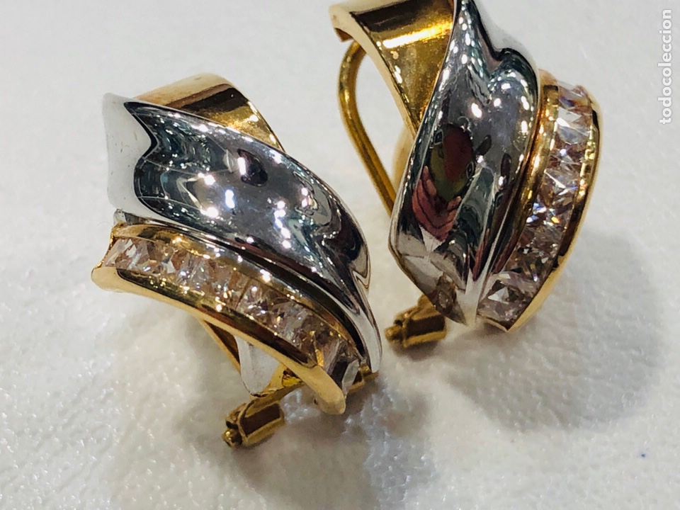 Joyeria: Pendientes de Oro Amarillo y Oro Blanco de 18K con Circonios - Foto 3