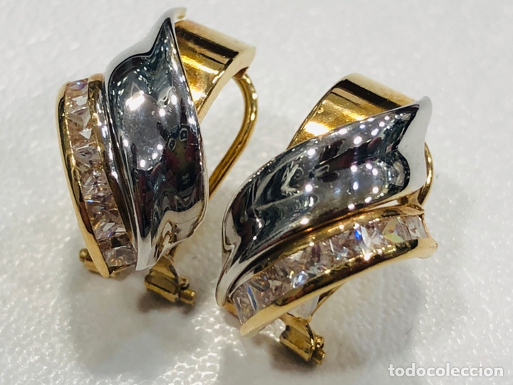 Joyeria: Pendientes de Oro Amarillo y Oro Blanco de 18K con Circonios - Foto 4