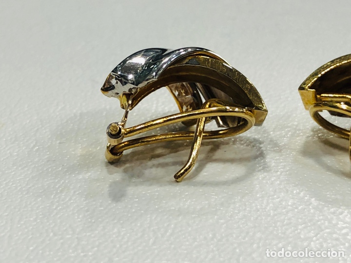 Joyeria: Pendientes de Oro Amarillo y Oro Blanco de 18K con Circonios - Foto 6