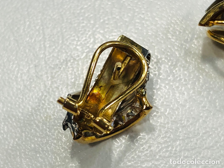 Joyeria: Pendientes de Oro Amarillo y Oro Blanco de 18K con Circonios - Foto 7