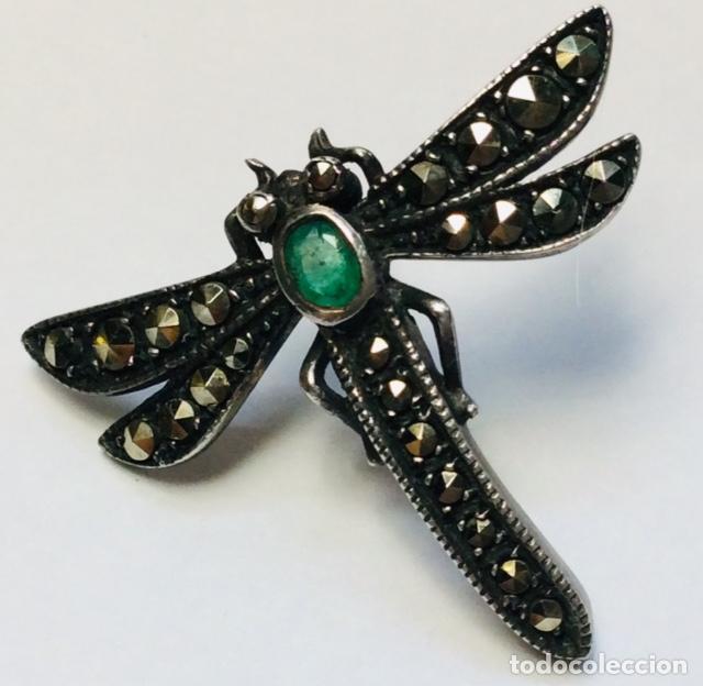 Joyeria: BROCHE LIBELULA DE PLATA Y MARCASITAS. - Foto 1