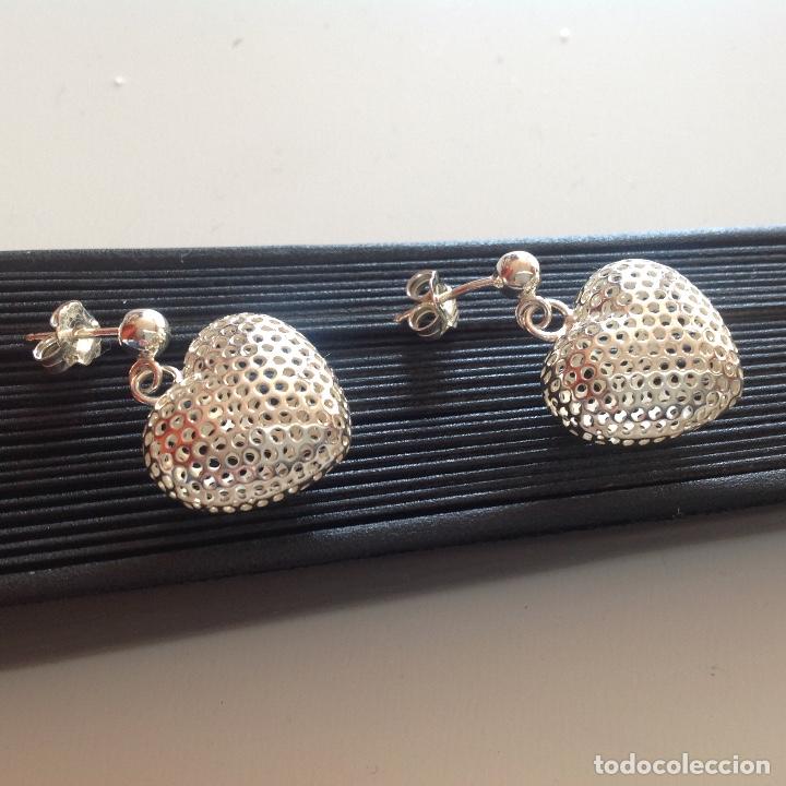 Joyeria: Estupendos Pendientes de plata de 1a ley. Coraz&oacute;n. - Foto 2