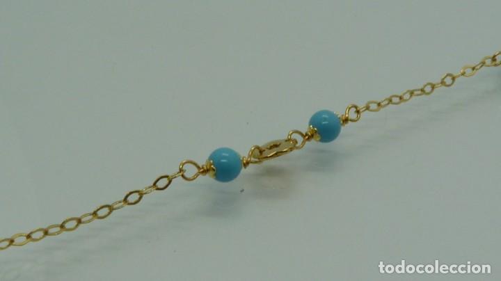 Joyeria: PULSERA BOLAS TURQUESA EN ORO DE 18 KLTS (750MM) - Foto 5