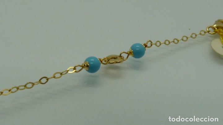 Joyeria: PULSERA BOLAS TURQUESA EN ORO DE 18 KLTS (750MM) - Foto 6