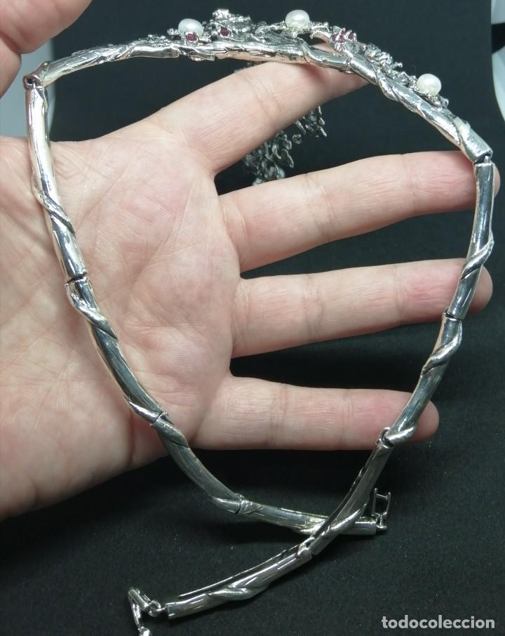 Joyeria: Gargantilla de Perlas Naturales, Rub&iacute;es y Plata - Foto 3
