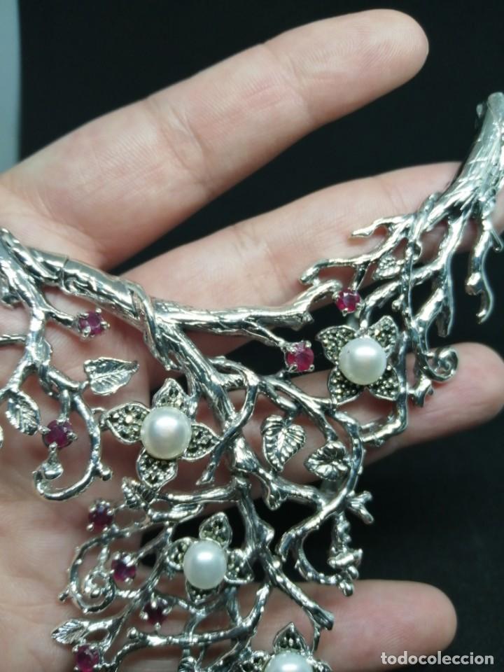 Joyeria: Gargantilla de Perlas Naturales, Rub&iacute;es y Plata - Foto 4