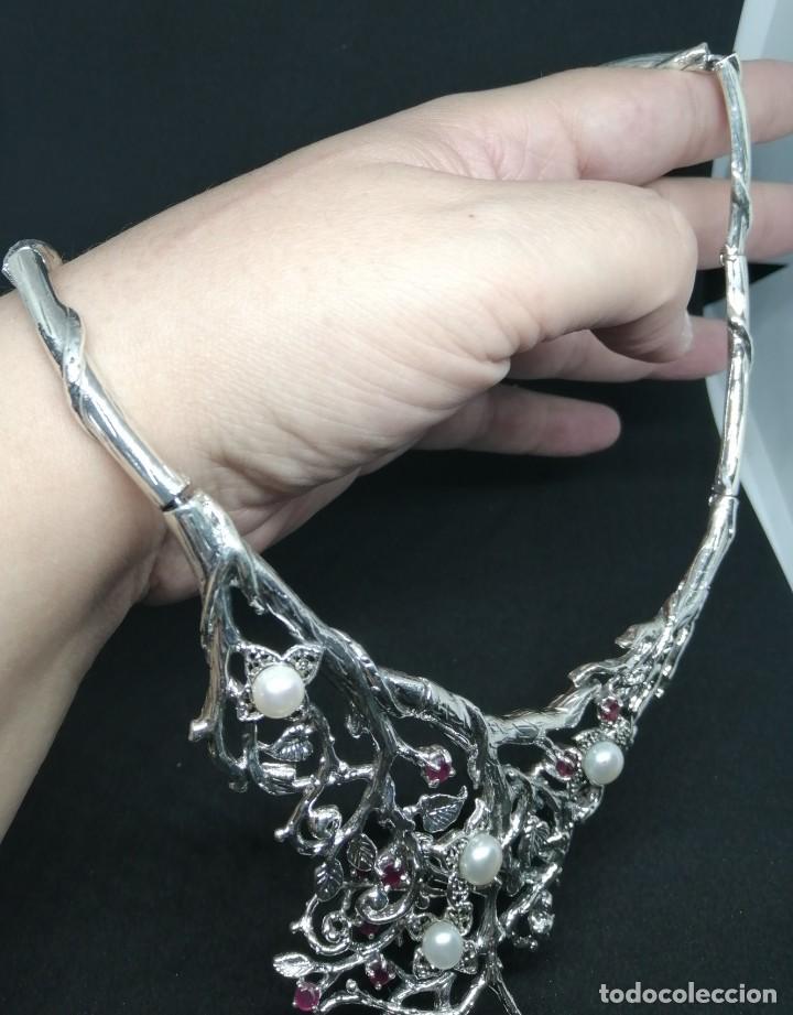 Joyeria: Gargantilla de Perlas Naturales, Rub&iacute;es y Plata - Foto 5