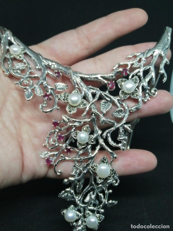Joyeria: Gargantilla de Perlas Naturales, Rub&iacute;es y Plata - Foto 6