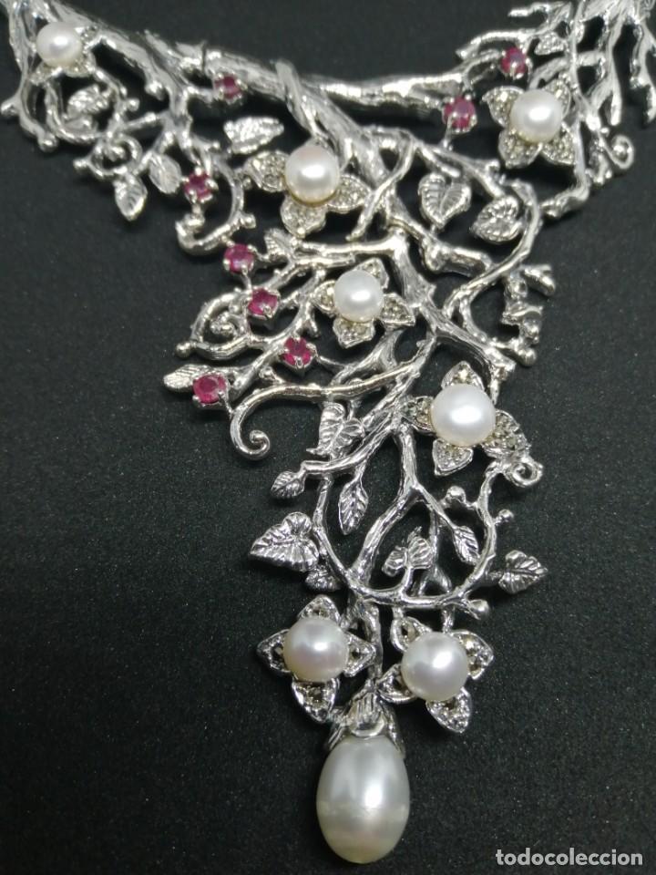 Joyeria: Gargantilla de Perlas Naturales, Rub&iacute;es y Plata - Foto 7