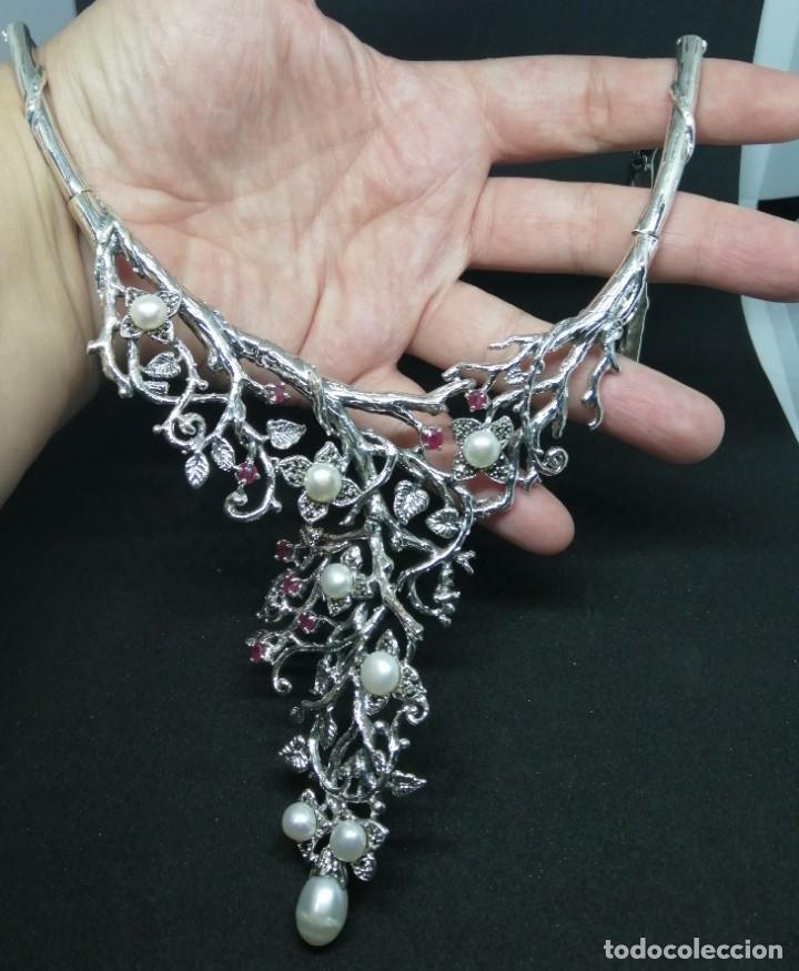 Joyeria: Gargantilla de Perlas Naturales, Rub&iacute;es y Plata - Foto 8