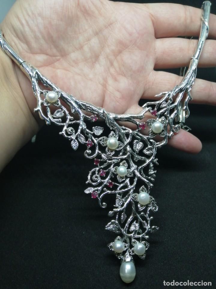 Joyeria: Gargantilla de Perlas Naturales, Rub&iacute;es y Plata - Foto 9