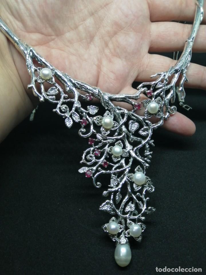 Joyeria: Gargantilla de Perlas Naturales, Rub&iacute;es y Plata - Foto 12