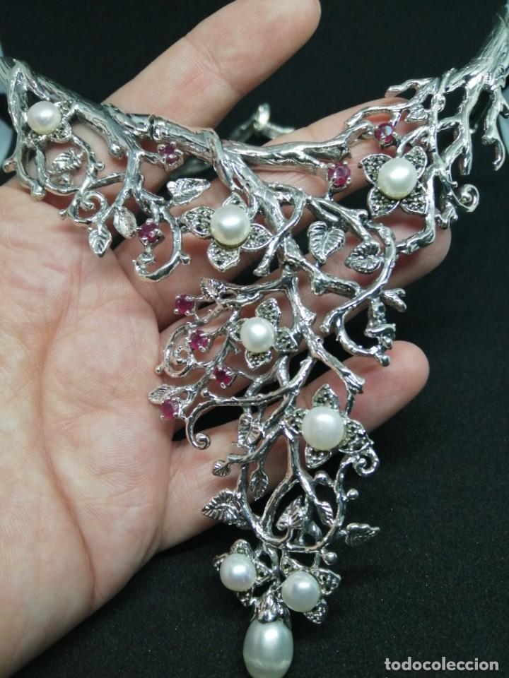 Joyeria: Gargantilla de Perlas Naturales, Rub&iacute;es y Plata - Foto 15