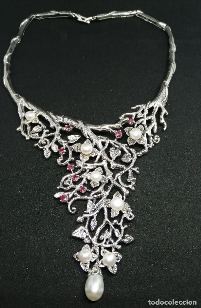 Joyeria: Gargantilla de Perlas Naturales, Rub&iacute;es y Plata - Foto 21