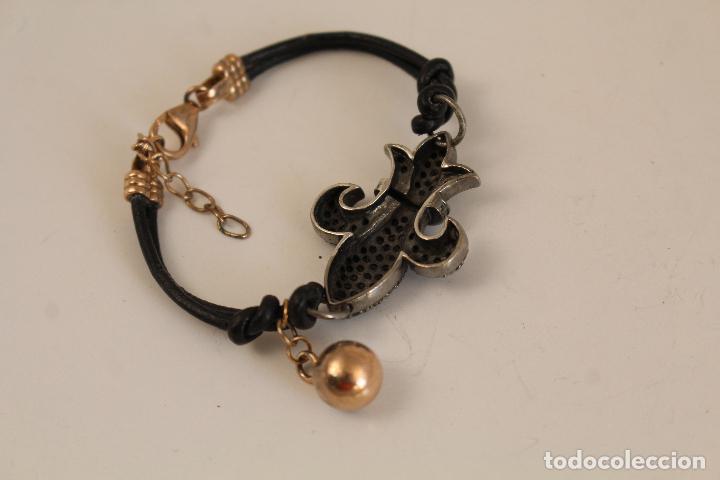 Joyeria: pulsera flor de lis cord&oacute;n y plata 925 con marquesitas - Foto 3