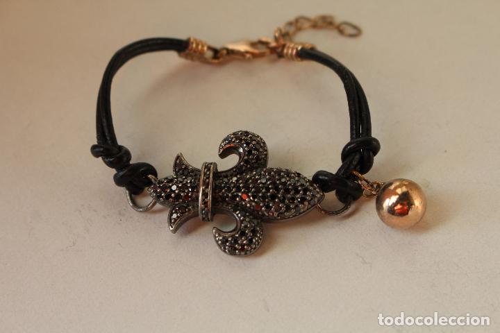 Joyeria: pulsera flor de lis cord&oacute;n y plata 925 con marquesitas - Foto 5
