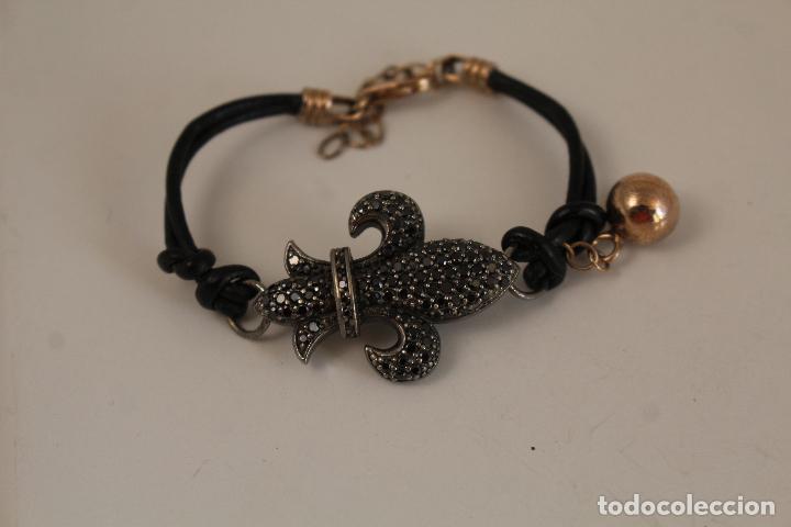 Joyeria: pulsera flor de lis cord&oacute;n y plata 925 con marquesitas - Foto 6
