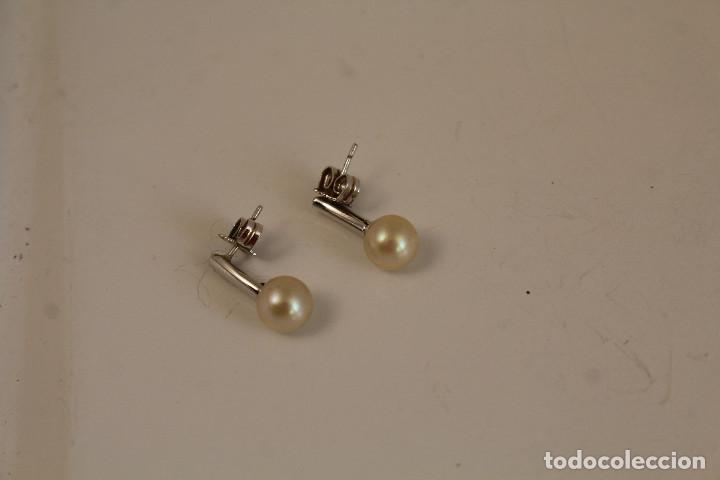 Joyeria: pendientes de tubos plata 925 con perla - Foto 3