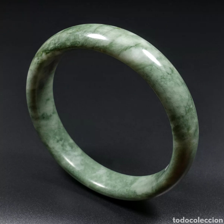 Joyeria: Pulsera brazalete de jade verde, 62mm - Foto 2
