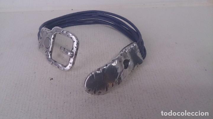 Joyeria: PULSERA PLATA Y CUERO. 925 forma de hebilla. - Foto 1