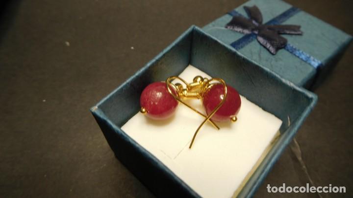 Joyeria: Pendientes de bolas de cristal rojo, checo. - Foto 1