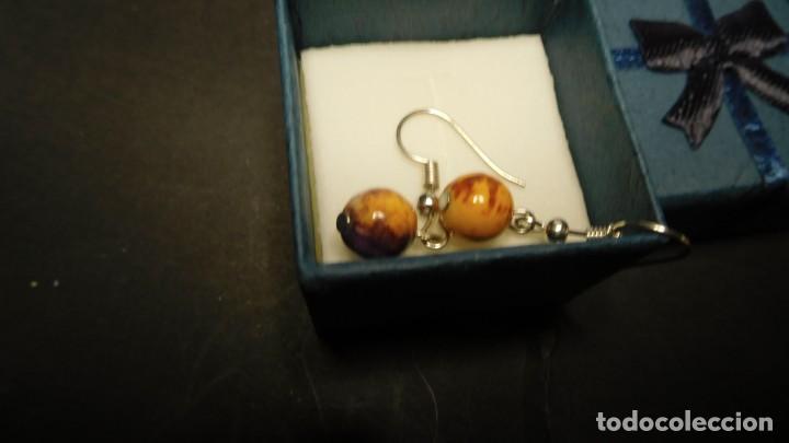 Joyeria: pendientes de jaspe de color marr&oacute;n y beige - Foto 1