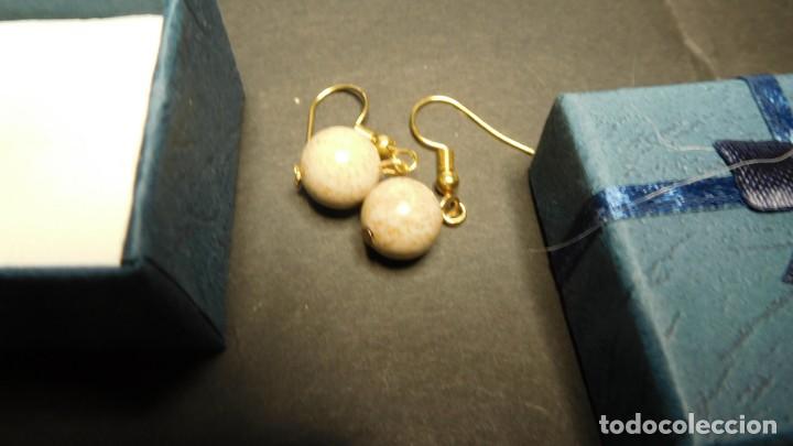 Joyeria: pendientes de perlas de jaspe beige - Foto 1