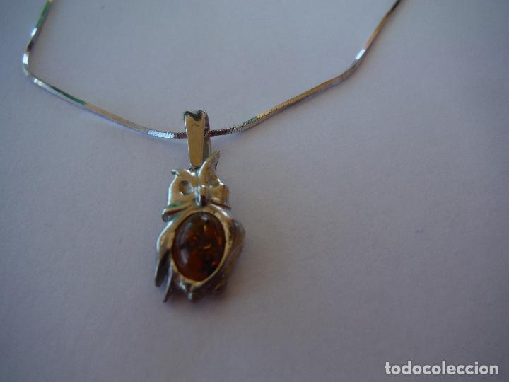 Joyeria: COLGANTE DE PLATA DE LEY Y AMBAR CON CADENA CON FORMA DE BUHO - Foto 1