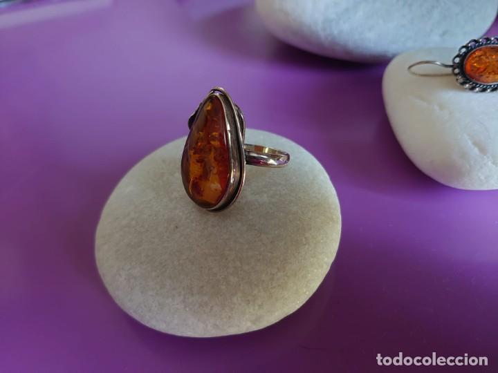 Joyeria: CONJUNTO PENDIENTES Y ANILLO PLATA 925 AMBAR NATURAL - Foto 6