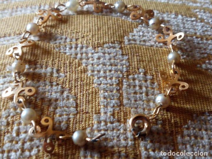 Joyeria: ~~~~ ANTIGUA PULSERA CHAPADA CON PERLITAS,MIDE 17 CM. ~~~~ - Foto 1