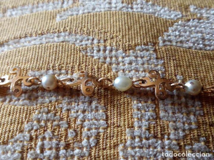 Joyeria: ~~~~ ANTIGUA PULSERA CHAPADA CON PERLITAS,MIDE 17 CM. ~~~~ - Foto 4