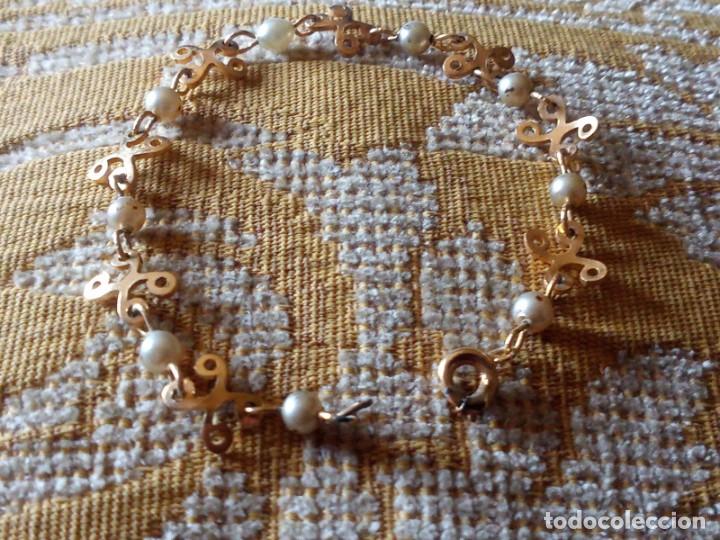 Joyeria: ~~~~ ANTIGUA PULSERA CHAPADA CON PERLITAS,MIDE 17 CM. ~~~~ - Foto 5