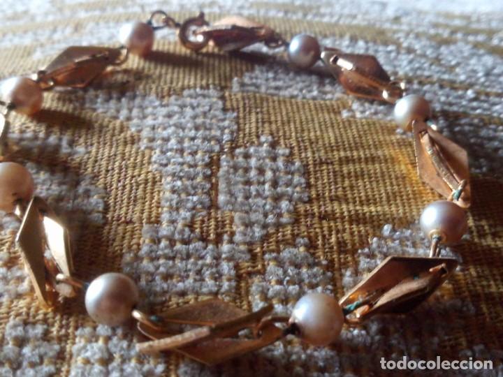 Joyeria: ~~~~ ANTIGUA PULSERA CHAPADA CON PERLITAS,MIDE 19 CM. ~~~~ - Foto 1
