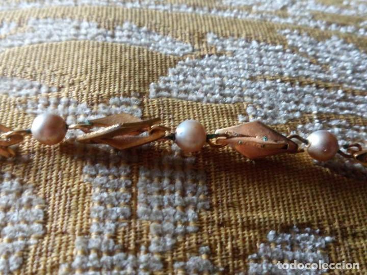 Joyeria: ~~~~ ANTIGUA PULSERA CHAPADA CON PERLITAS,MIDE 19 CM. ~~~~ - Foto 3