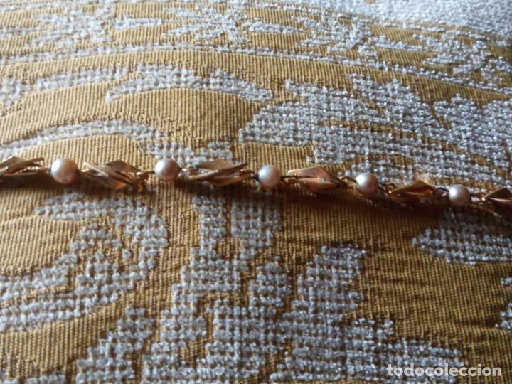 Joyeria: ~~~~ ANTIGUA PULSERA CHAPADA CON PERLITAS,MIDE 19 CM. ~~~~ - Foto 5