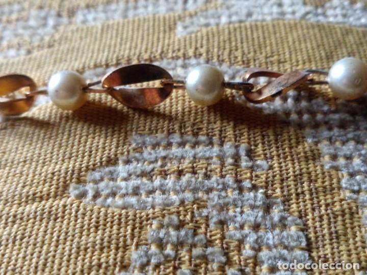 Joyeria: ~~~~ ANTIGUA PULSERA CHAPADA CON PERLITAS,MIDE 16 CM. ~~~~ - Foto 2