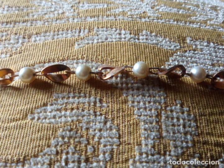 Joyeria: ~~~~ ANTIGUA PULSERA CHAPADA CON PERLITAS,MIDE 16 CM. ~~~~ - Foto 3