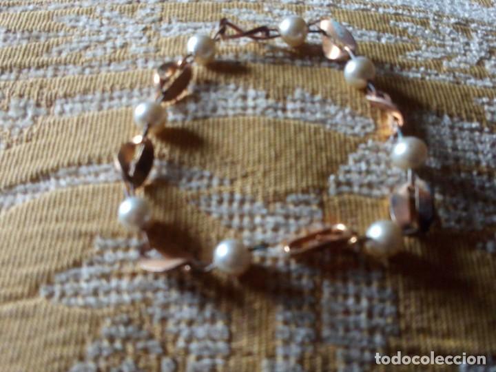 Joyeria: ~~~~ ANTIGUA PULSERA CHAPADA CON PERLITAS,MIDE 16 CM. ~~~~ - Foto 4
