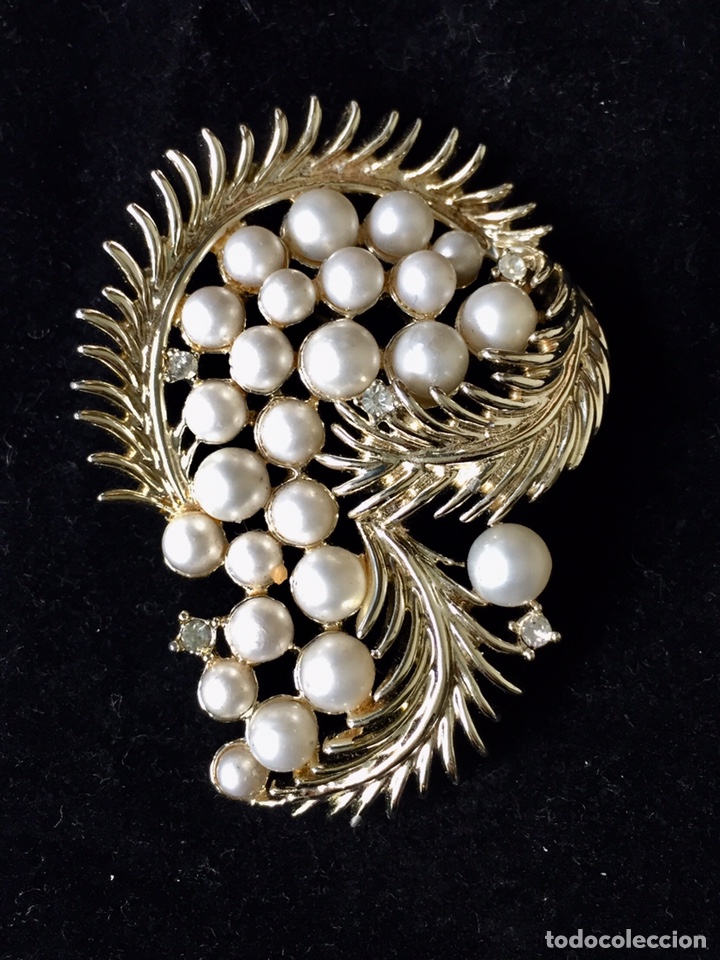 Joyeria: Broche vintage de cristales y perlas - Foto 1